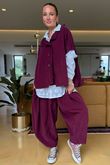 Made in Italy Cooper Needlecord Cap Sleeve Jacket Beetroot